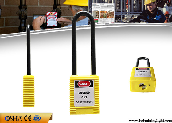 Longueur jaune des cadenas 76mm Sahckle de lock-out de sécurité d'étiquette de PVC de l'anglais de couleur