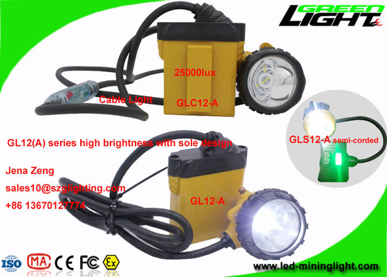 Intense luminosité 25000 Lux Miners Helmet Light avec la fonction d'avertissement de puissance faible de SOS