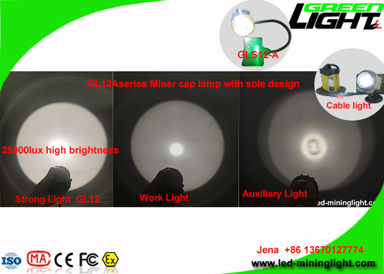 Intense luminosité 25000 Lux Miners Helmet Light avec la fonction d'avertissement de puissance faible de SOS