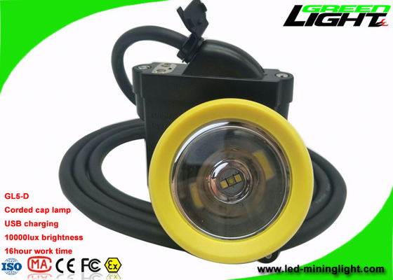 Éclat principal jaune/vert d'exploitation de chapeau de lampe de chargeur attaché d'USB de l'encadrement 10000lux