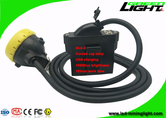 Éclat principal jaune/vert d'exploitation de chapeau de lampe de chargeur attaché d'USB de l'encadrement 10000lux