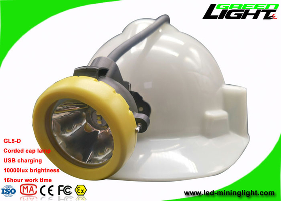 Éclat principal jaune/vert d'exploitation de chapeau de lampe de chargeur attaché d'USB de l'encadrement 10000lux