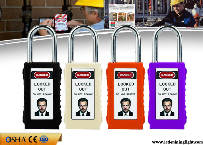 8 longs cadenas de lock-out de sécurité de corps d'ABS de couleurs avec l'étiquette lumineuse de PVC